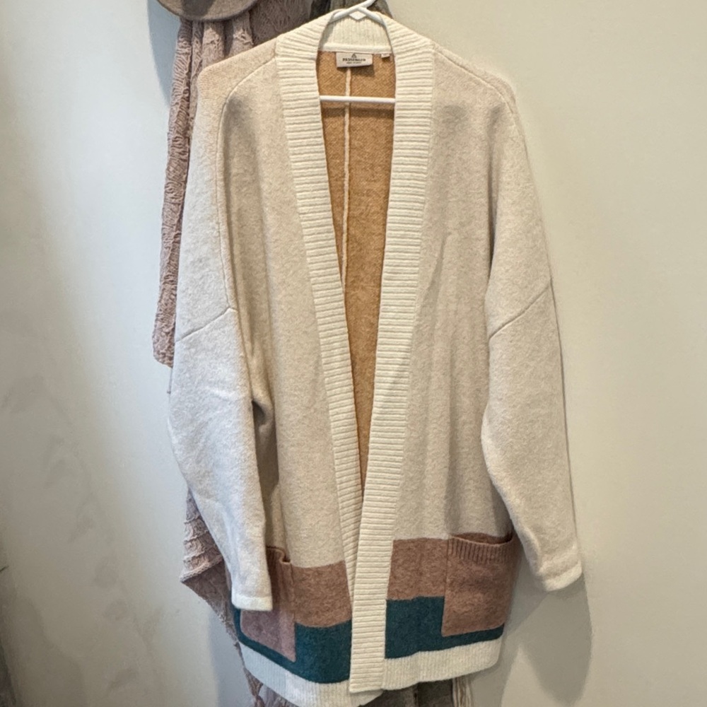 Colorblock Open Front Cardigan Sweater